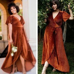 Baltic Born Rust Velvet Midi Dress